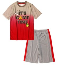 Wonder Nation Boys Sleepwear Shirt  Shorts X-Small 4-5 It's Game Time Gray