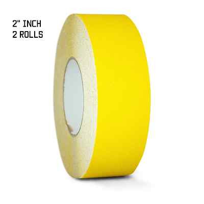 2 Rolls Yellow Non Skid Tape - 2'' X 60FT Adhesive - 60 Grit - Yellow Anti Slip