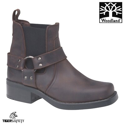 WOODLAND MENS LOW HARLEY GUSSET HARNESS LEATHER BOOTS Woodland Mens Low Harley Gusset Harness Leather Boots  main image 4
