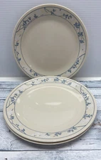  CORELLE First of Spring (4) 10 1/4" Dinner Plates Beige White Flowers Blue Stem