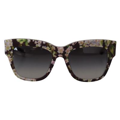 Dolce & Gabbana Black Floral Acetate Rectangle Shades  display picture 1