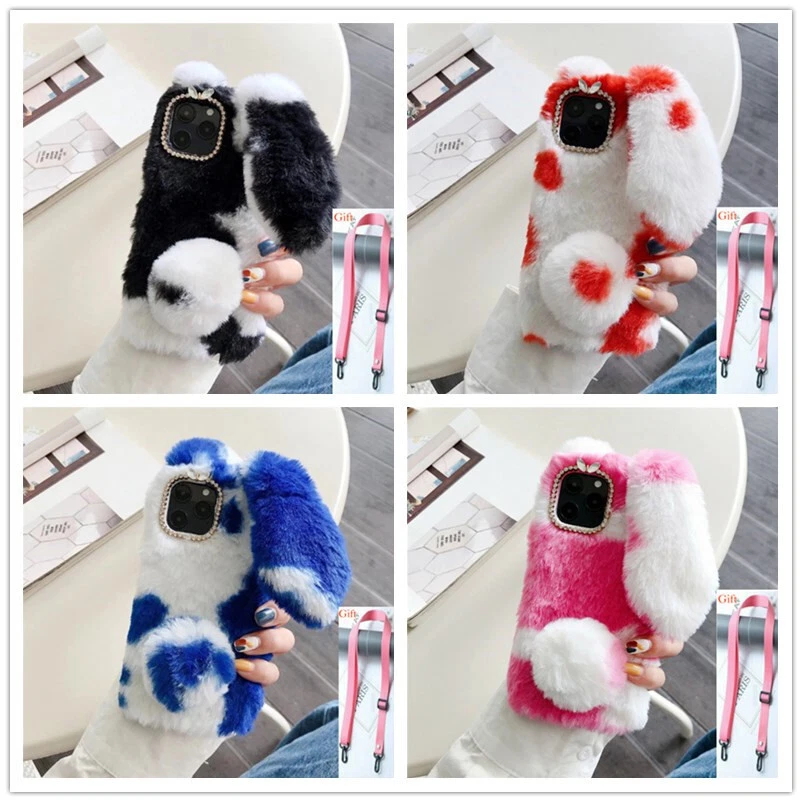 Funda Bandolera Piel de Conejo Peluda Cuerda Larga Suave TPU Para MOTO G Stylus 5G  Foto 3 de 4