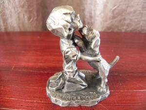 Hallmark Fine Pewter 1979 Little Gallery I Wuff You Dog Kissing Boy Figurine | eBay