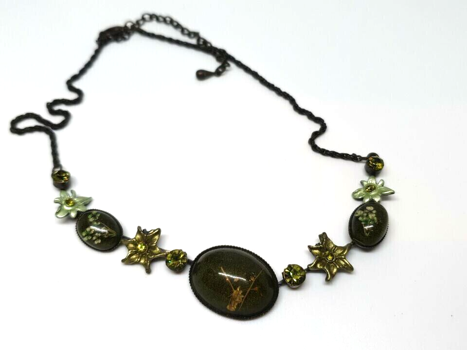 AntiqueLook Green Flower Necklace eBay