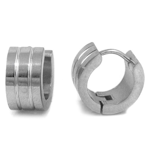 High Polished Top Grade Stainless Steel Round Hinged Hoop Huggie Earrings 12Mm - Picture 2 of 2