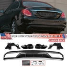 For Mercedes Benz W205 C300 Sedan 2015-18 Rear Diffuser+Exhaust Tips Carbon Look