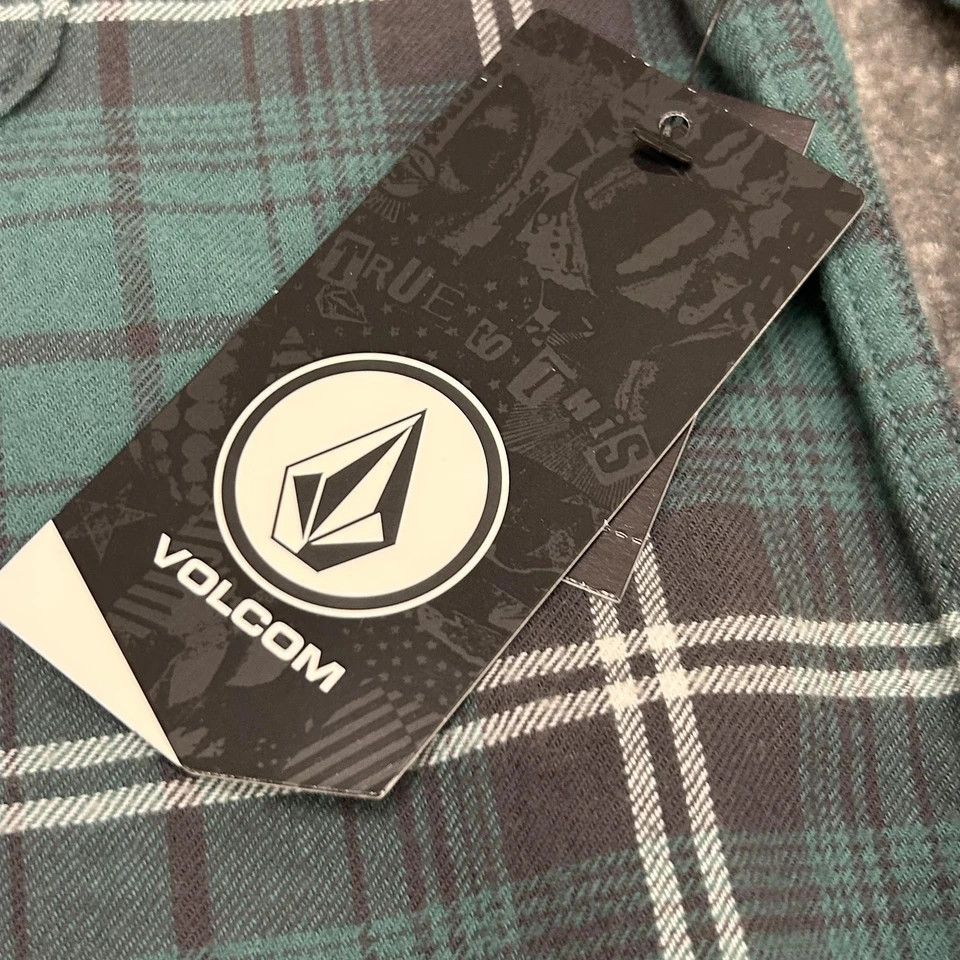 Volcom Shirt Mens Medium Green Caden Plaid Flannel Classic Fit Long Sleeve NEW - Image 3 of 4
