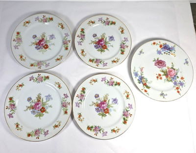 Harmony House Dresdania Four Dessert Plates Made in Japan + Czech Bonus Plate