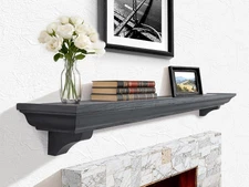 54 Inch Fireplace Mantel Shelf with Corbels, Rustic Floating Shelf for Wall, Woo