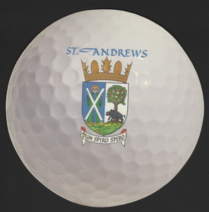 GREAT BRITAIN: PPC in the shape of a Golf Ball, St. Andrew's.Coat of Arms