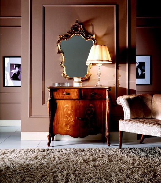 MöBel Stil Barock 2Tlg Set Kommode Mit Spiegel Luxus Holz Italienische MöBel Neu-image