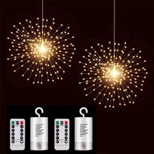 2 Pack Starburst Sphere Lights,200 LLED Firework Lights, 8 Modes Dimmable Rem...