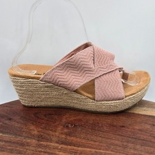 Sandalias Minnetonka Becka Mujer 9 Rosa Tostado Gamuza Plataforma Alpargata Cuña Cruz