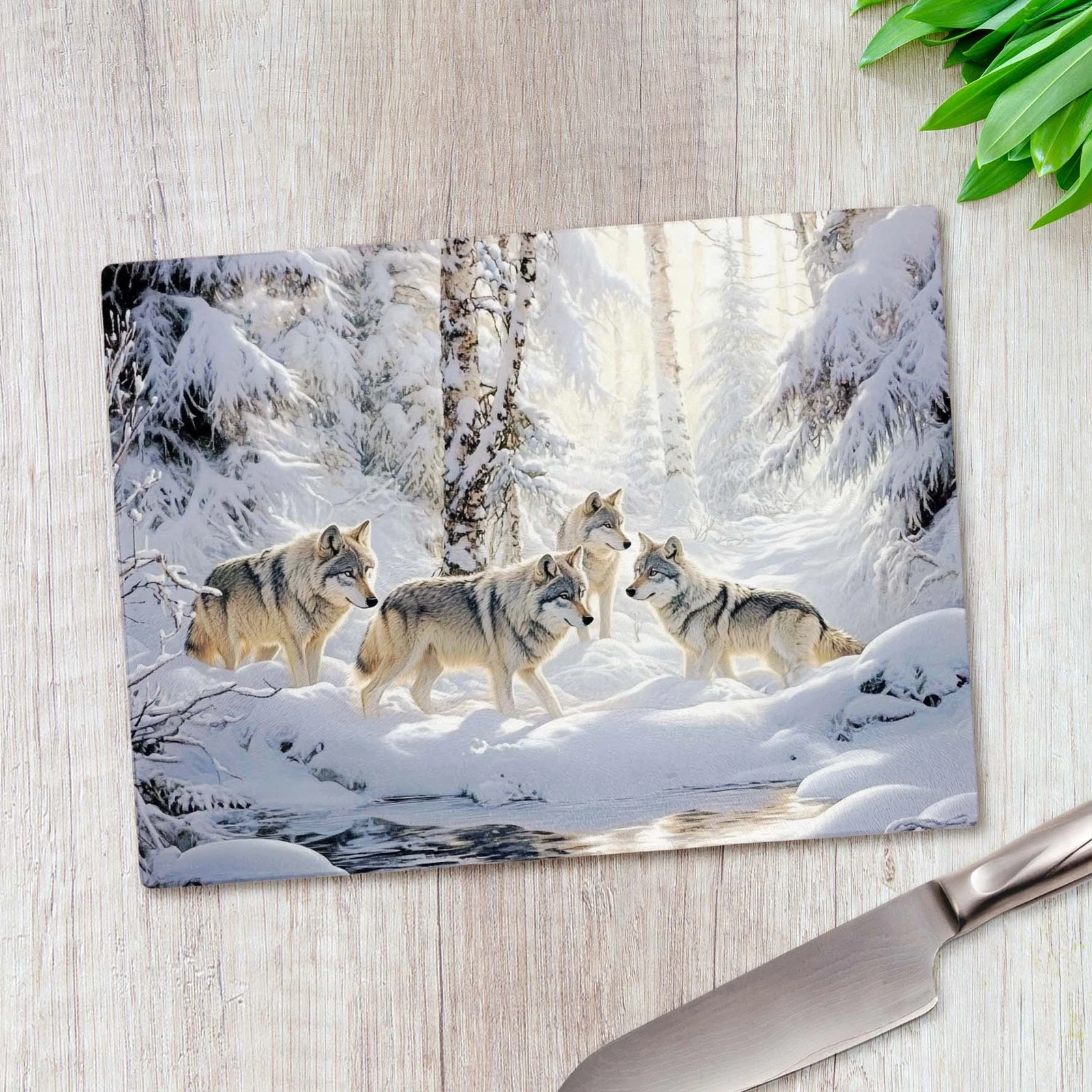 Pack of Wolves Snow Forest Glass Chopping Board Large Kitchen Worktop Saver
Opens in a new window or