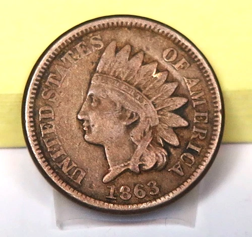 1863 Copper Nickel Indian Cent Strong Very Fine
