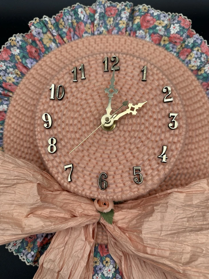 Vintage One Of A Kind Crochet Hat Decorative Wall Clock, Unique Elevated Decor - Image 4 of 4