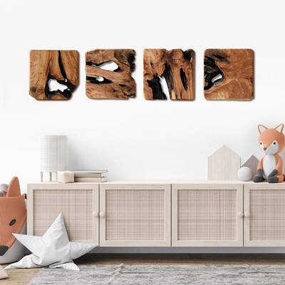 WELLAND Handmade Rustic Abstract Wall Sculpture Set of 4