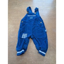 Vintage OshKosh Bgosh Blue Corduroy Overalls Plaid Patch USA Made Kids 12M