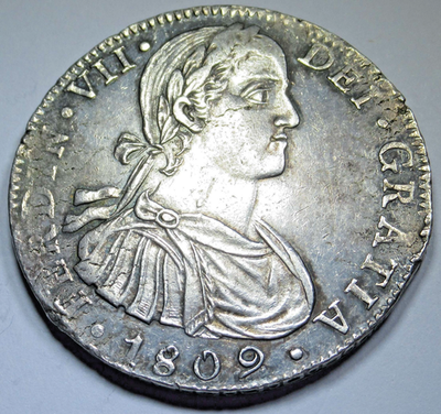 1809 XF-AU Spanish Mexico 8 Reales Genuine Colonial Dollar Pirate