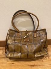 Longchamp Roseau Croc Embossed Leather Top Handle Bag Tote Vintage
