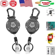 Heavy Duty 2-Pack Retractable Keychain Badge Holder - 31.5  Steel Cord