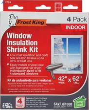 Frost King V73/4T Shrink Film Window KIT, 4-Pack, Clear, 42W x 62T, Clear 