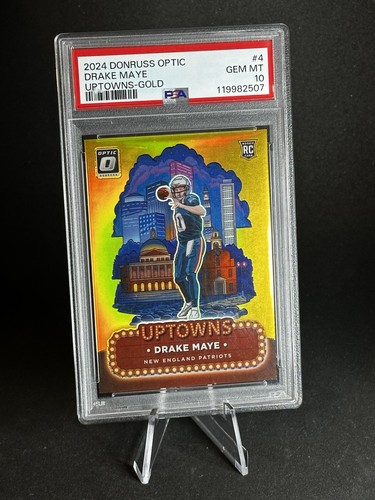 Drake Maye [Gold] #4 card from 2024 Panini Donruss Optic Uptowns