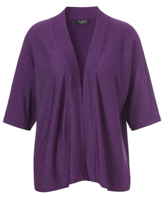 VIA APPIA DUE Damen Cardigan Strickjacke V-Ausschnitt 3/4-Arm Lila Gr 42 NEU