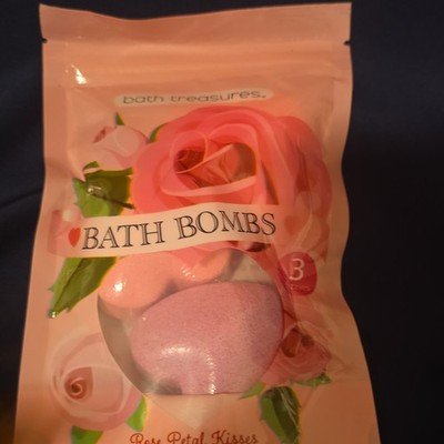 Bath Treasures Bath Bombs Rose Petal Kisses Floral Scent 5 Pack Pink Unisex