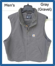 MENS XL Carhartt Washed Duck Sherpa-Lined Mock-Neck Vest Loose Fit GRAY 104277