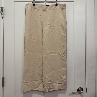 Giorgio Armani Borgo 21 Cream Silk Wide Leg Trousers Made in Italy Size 48