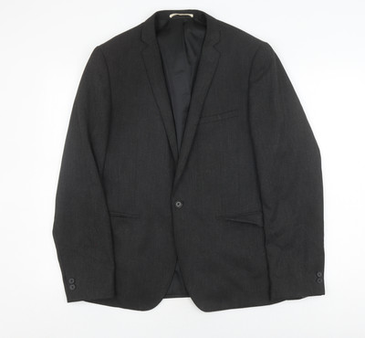 Moss London Schwarz Slim Fit Herren Blazer 40 Regular Formal