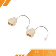 2 x Phone Jack Splitter 6P4C Male to 2 Female Way Socket Adapter Extension Cords