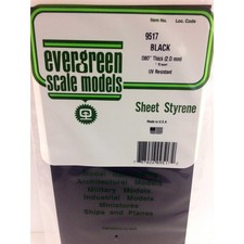Evergreen 9517 Styrene Plastic Black Sheet 0.080"x 6"x 12" 1 
