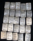 Lot of 25 Fractional 1 Gram Valcambi Suisse .999 Fine Silver Bullion Bars Loose