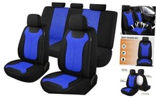 Car Seat Covers Premium 3D Air Mesh Cloth Washable and Full Set Black/Blue