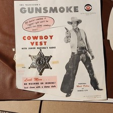 CBS Television .RARE, GUNSMOKE 1959 Cowboy Vest w/ Junior Marshal Badge. MINT