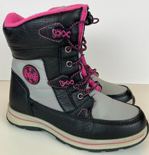 Totes Winter Snow Boots Girls Size 2 M Black Grey - Beaver Black Pink 120713