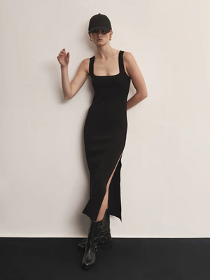 Akep Damen Langes Kleid nero Größe L