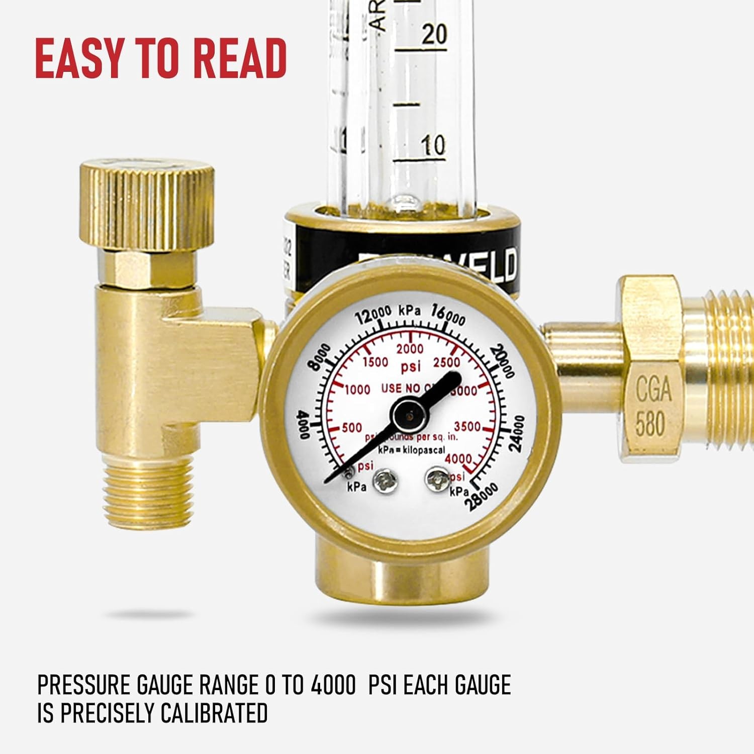 Professional Argon Regulator with Flow Gauge & Complete Hose Accessories