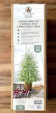 My Texas House Potted 4ft Pre-Lit Twinkle LED Cypress Artificial Christmas Tree
