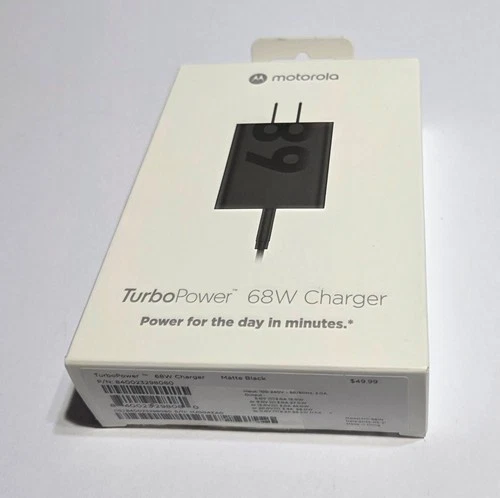 NEW Original Matte Black Motorola TurboPower 68W USB-C Wall Charger in Retail Pk image 2