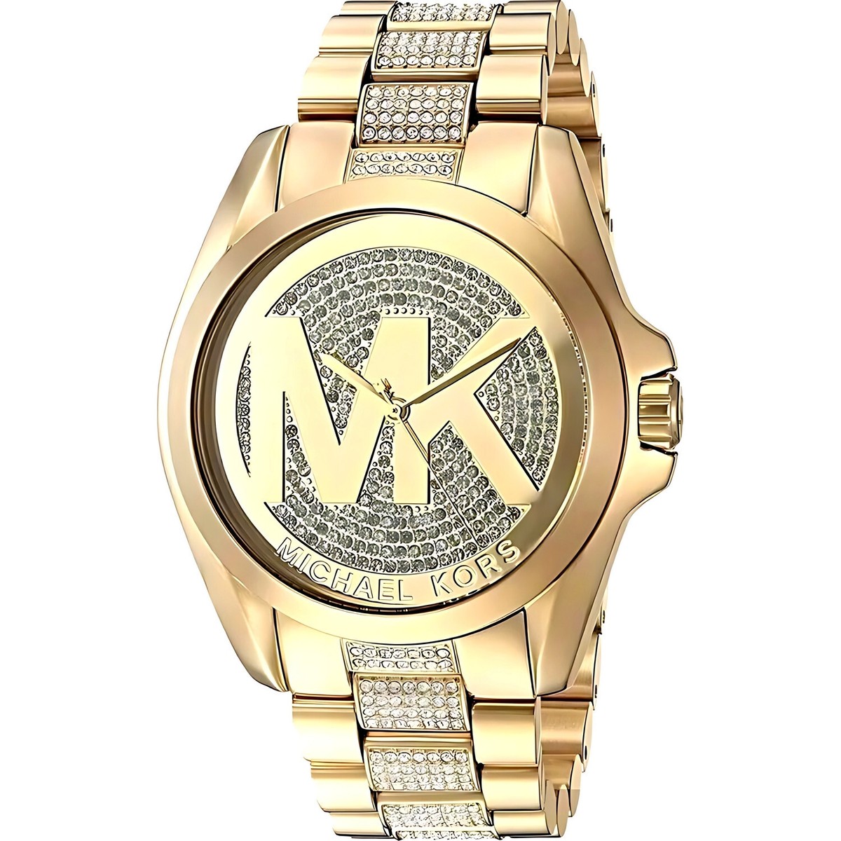 NEW MICHAEL KORS MK6487 BRADSHAW PAVE CRYSTALS GOLD STRAP WATCH -2