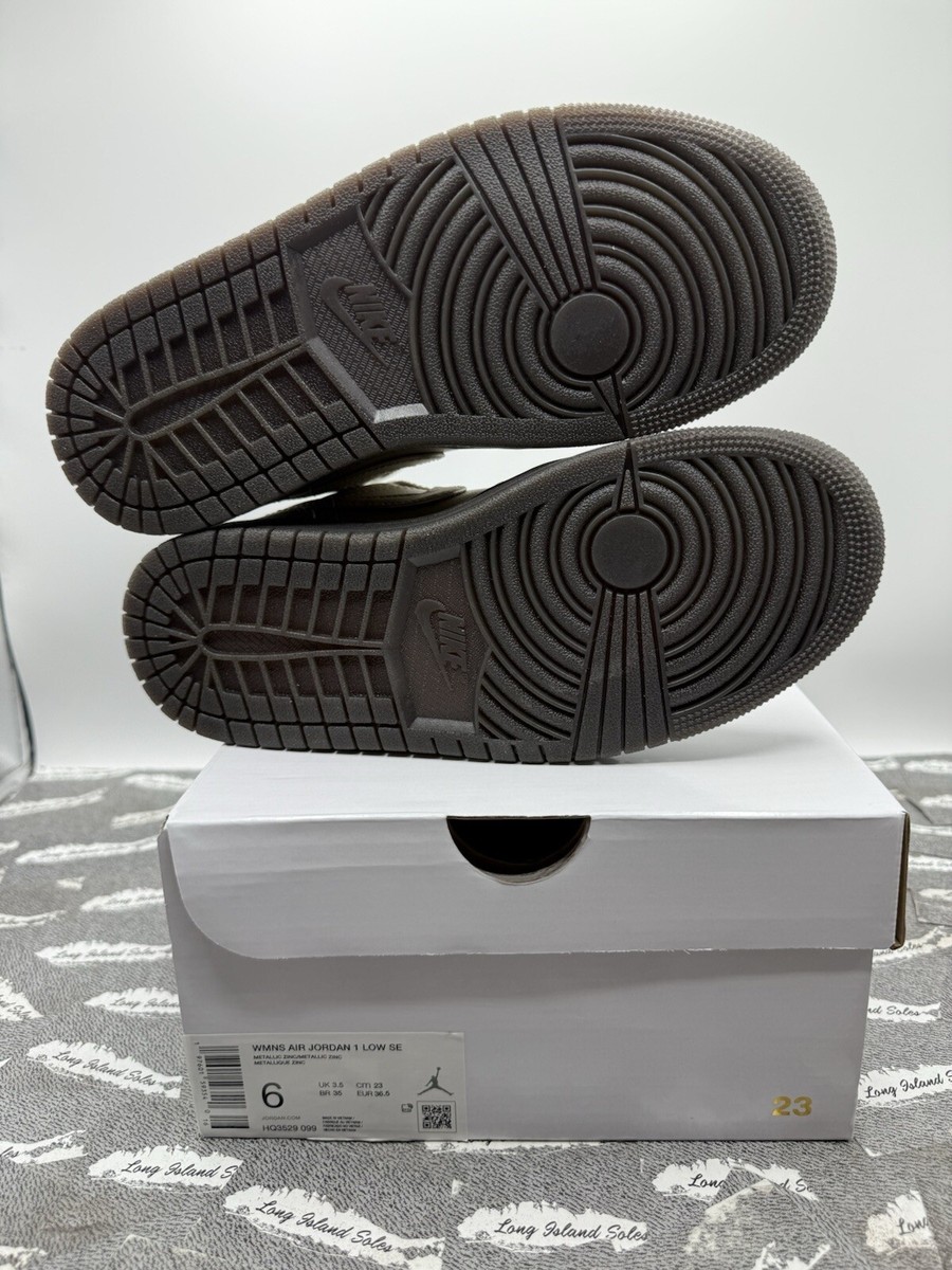 WOMENS AIR JORDAN 1 LOW SE METALLIC ZINC-SUMMIT WHITE HQ3529 WOMENS AIR JORDAN 1 LOW SE METALLIC ZINC-SUMMIT WHITE HQ3529