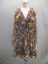 Old Navy Size M Womens Floral Ruffle Sheer Sleeve Lined Flare Mini Dress 516