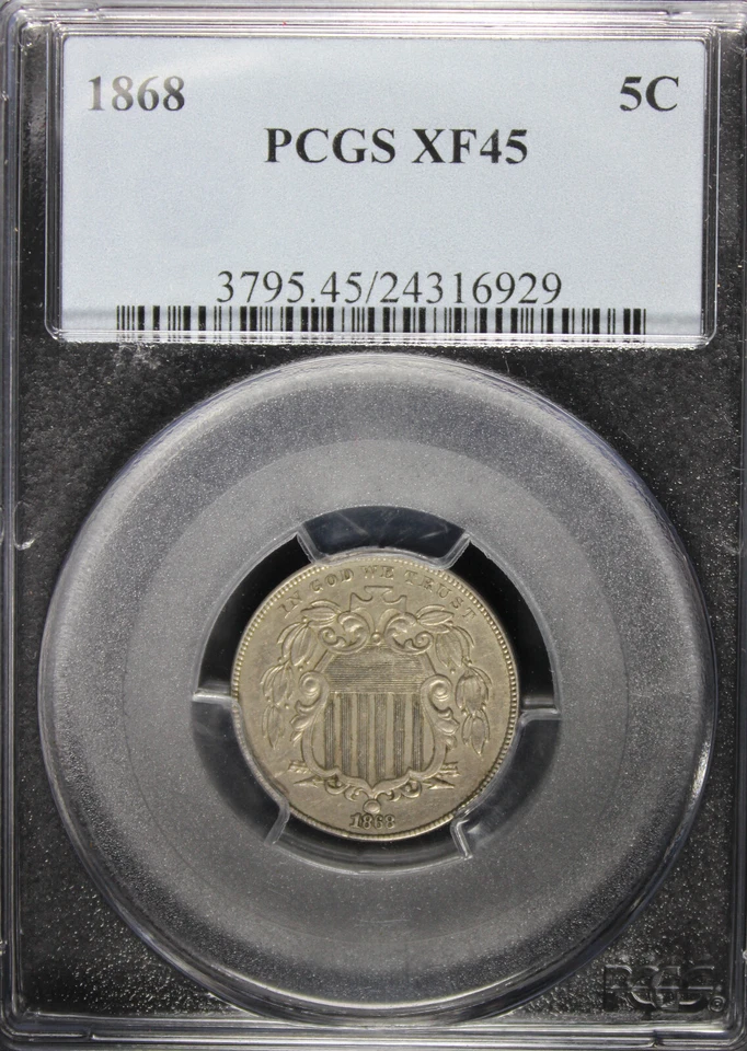 1868 XF45 Shield Nickle, PCGS 24316929 - Image 3 of 4