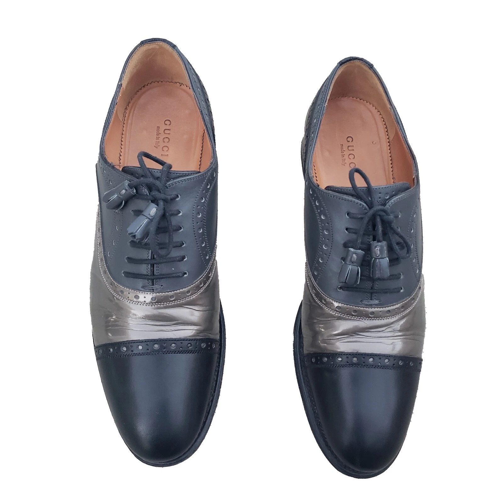 Gucci Oxford Goodyear Brogue Color Block plusieurs tons pompes en cuir noir 39
