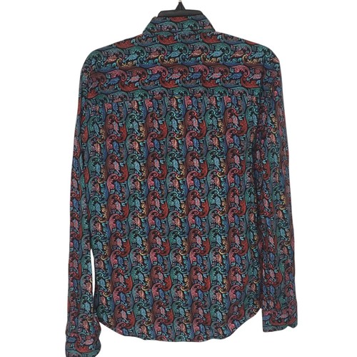 Eight X Premium Slim Fit LS Button Up Shirt Men Sz M Paisley All Over Colorful - Picture 3 of 12