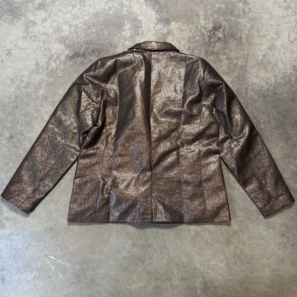 Blazer Joan Rivers Alfombra Roja Mujer M Marrón Brillo Brillante Chaqueta Vacaciones Foto 2 de 4