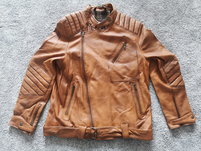 Belstaff Lederjacke Biker Motorrad Herren GOLD Serie braun L